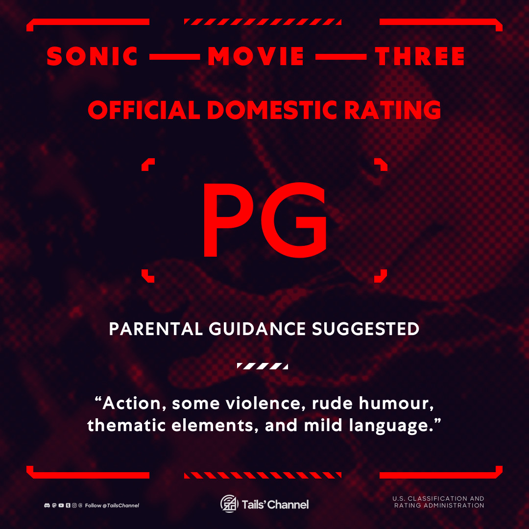 Paramount's third Sonic film gets a PG rating in the United States